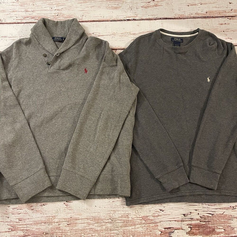 Polo Ralph Lauren Mens Shawl Collar Sweater Pullover Size XL &‎ Waffle Knits XL